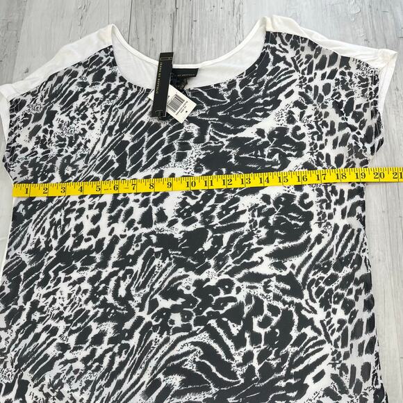 Jeans By Buffalo Short Sleeve Black Leopard Animal Print Sheer Light Blouse - Picture 8 of 9